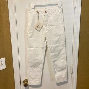 (+) People women's size 25 off-white hi rise high cropped LETIZIA pants 25x22